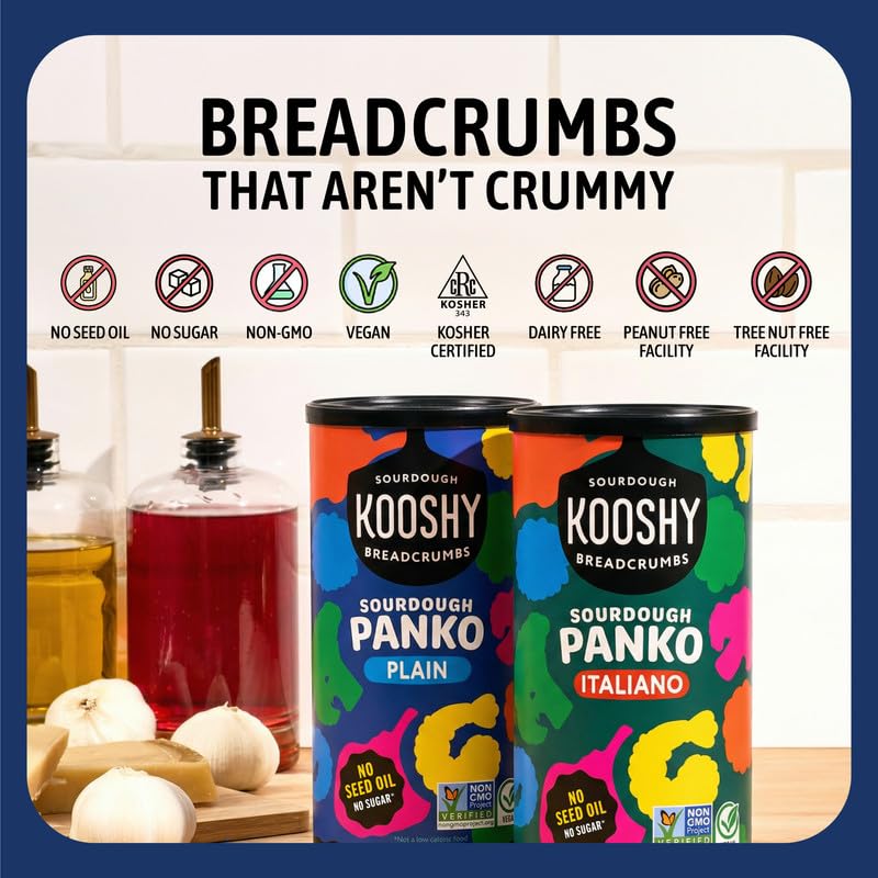 Kooshy Plain Panko Breadcrumbs on meatballs for even coating and browning.