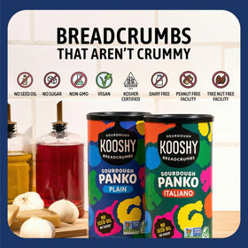 Kooshy Plain Panko Breadcrumbs on meatballs for even coating and browning.