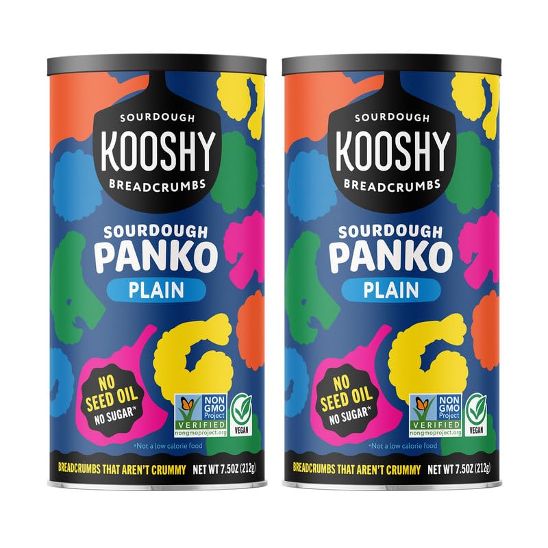 Kooshy Plain Panko Breadcrumbs package showing versatile breading options for many dishes.