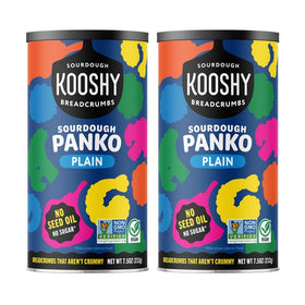 Kooshy Plain Panko Breadcrumbs package showing versatile breading options for many dishes.