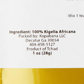 KOPABANA Kigelia Africana powder packaging shows label and ingredients for informed buying.