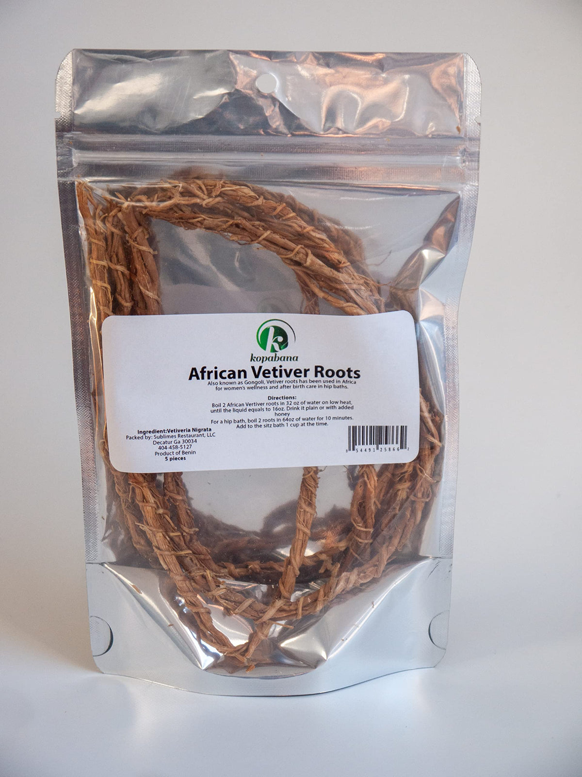 KOPABANA sun-dried vetiver roots pack showcasing natural drying.