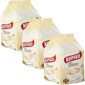 Kopiko Blanca box with 3-in-1 creamy coffee sachets for quick mornings