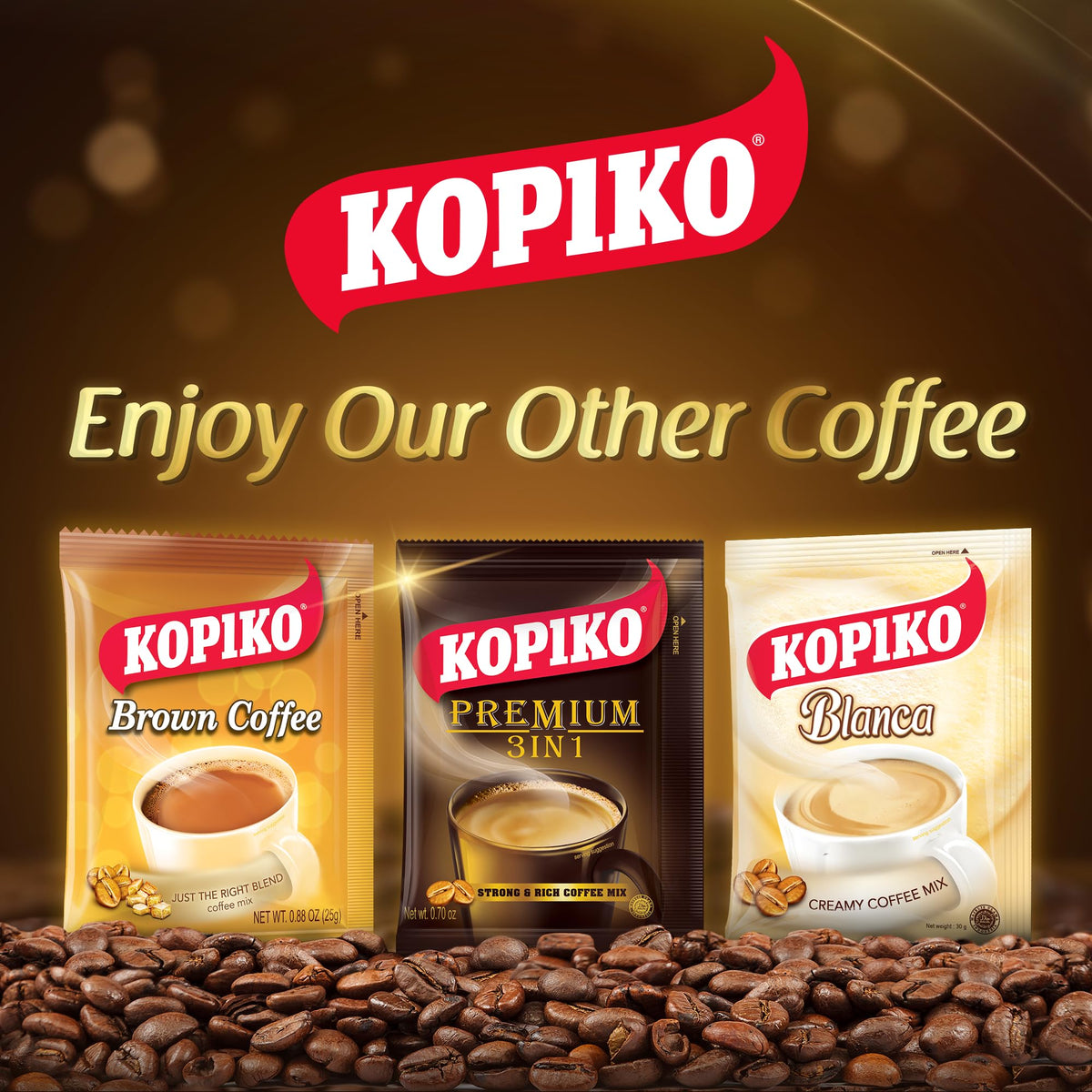 Kopiko Blanca 900 g jar offers long lasting coffee moments at home.