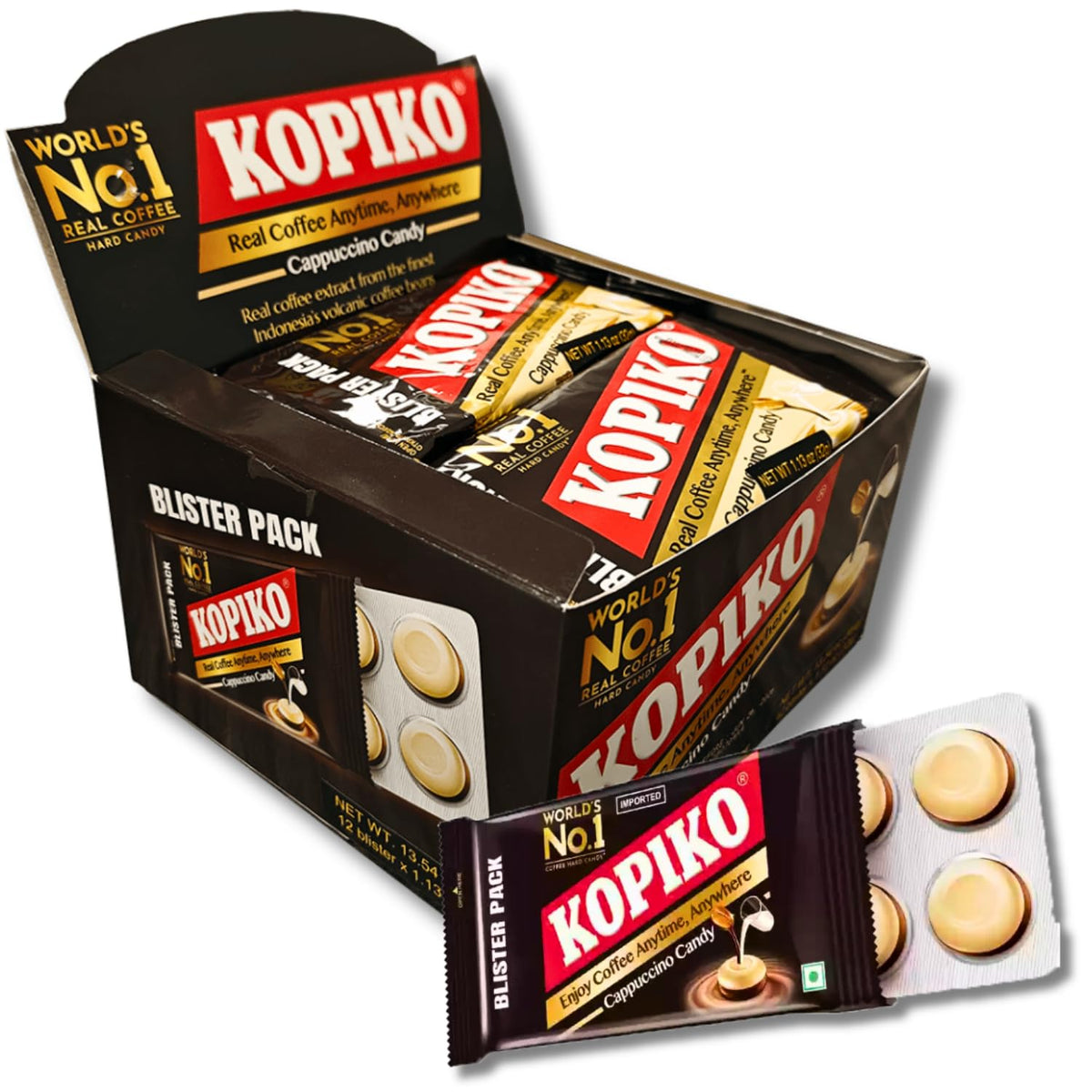 Kopiko Cappuccino Candy blister pack delivers real coffee flavor on the go.
