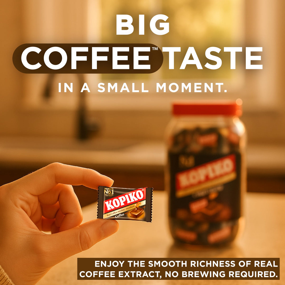 Kopiko Coffee Candy pieces are individually wrapped for travel-friendly, portable caffeine moments