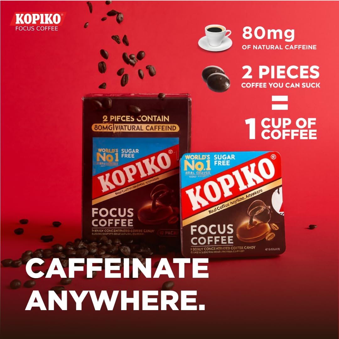 Kopiko Focus Indonesian coffee beans close-up for authentic aroma.