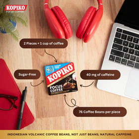 Kopiko Focus portable sleeves ideal for study, travel, or work.