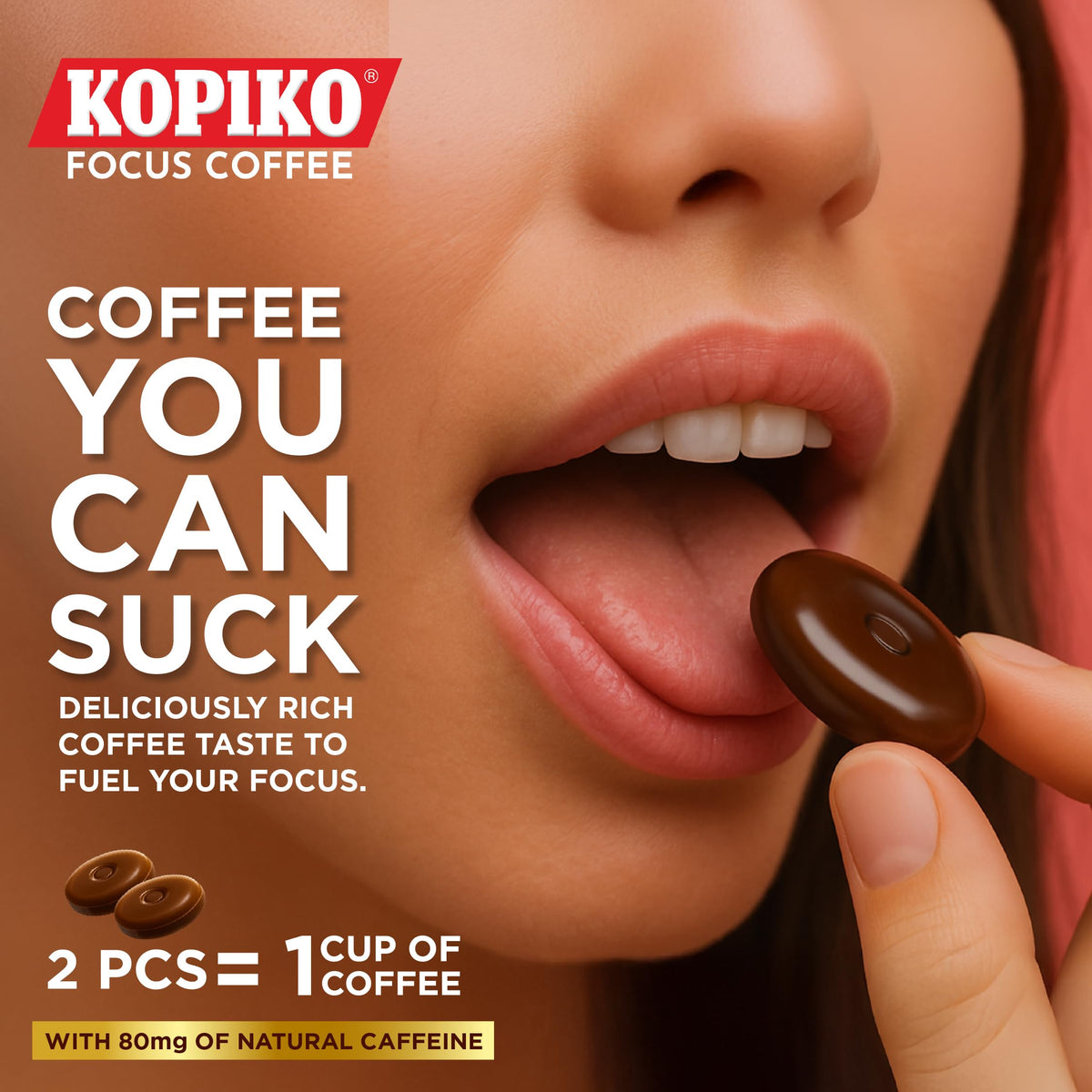 Kopiko Focus branding on the pack signals dependable energy support.
