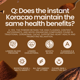 KORACAO ceremonial cacao flavor notes: earthy, floral, citrus