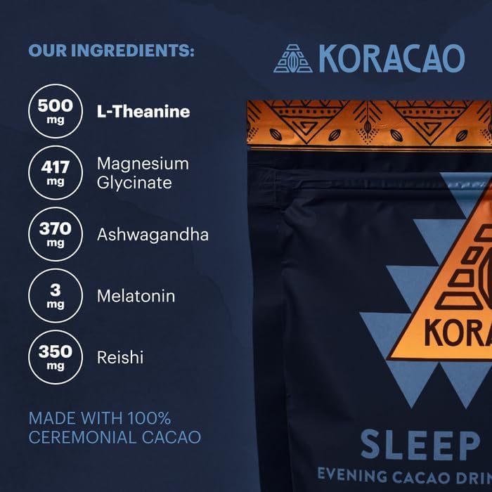 KORACAO Sleep Elixir packaging ready for a warm, relaxing evening cup.
