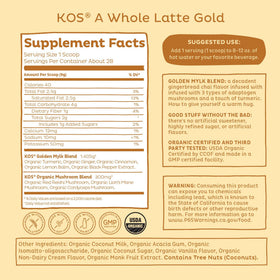 KOS Golden Mylk cinnamon lemon balm supports relaxation and digestion.