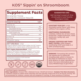 KOS Mushroom Coffee produced in a GMP facility, vegan and non-GMO.