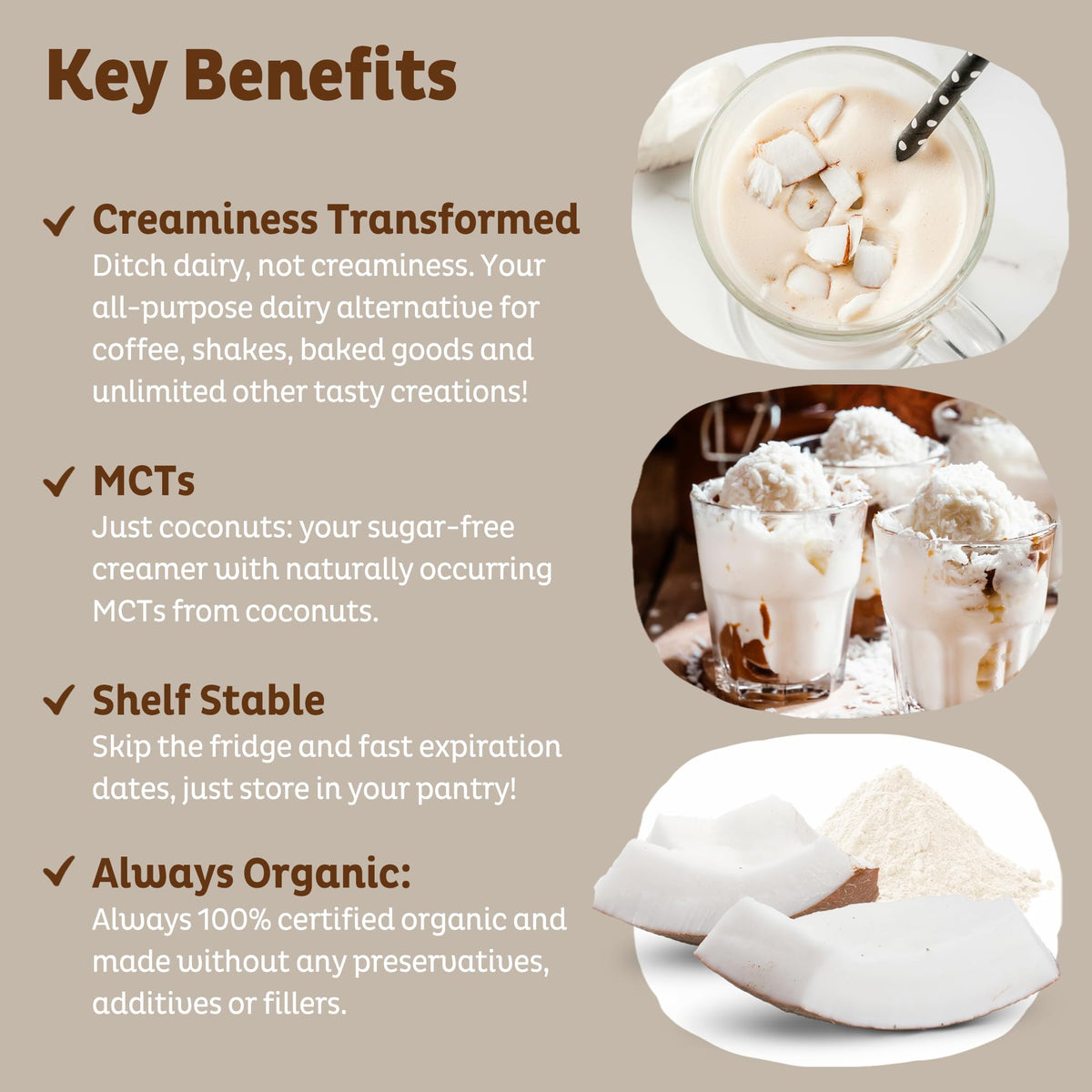 KOS Organic Coconut Milk Powder serves as a baking substitute for cakes and muffins.