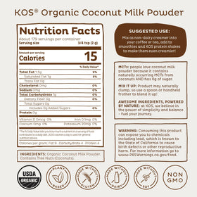 KOS Organic Coconut Milk Powder creates a creamy soup base without dairy.