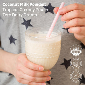 KOS Organic Coconut Milk Powder enhances smoothies with tropical flavor and plant-based fats.