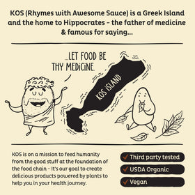 KOS Vanilla protein powder suited for smoothies, baking, and oats.