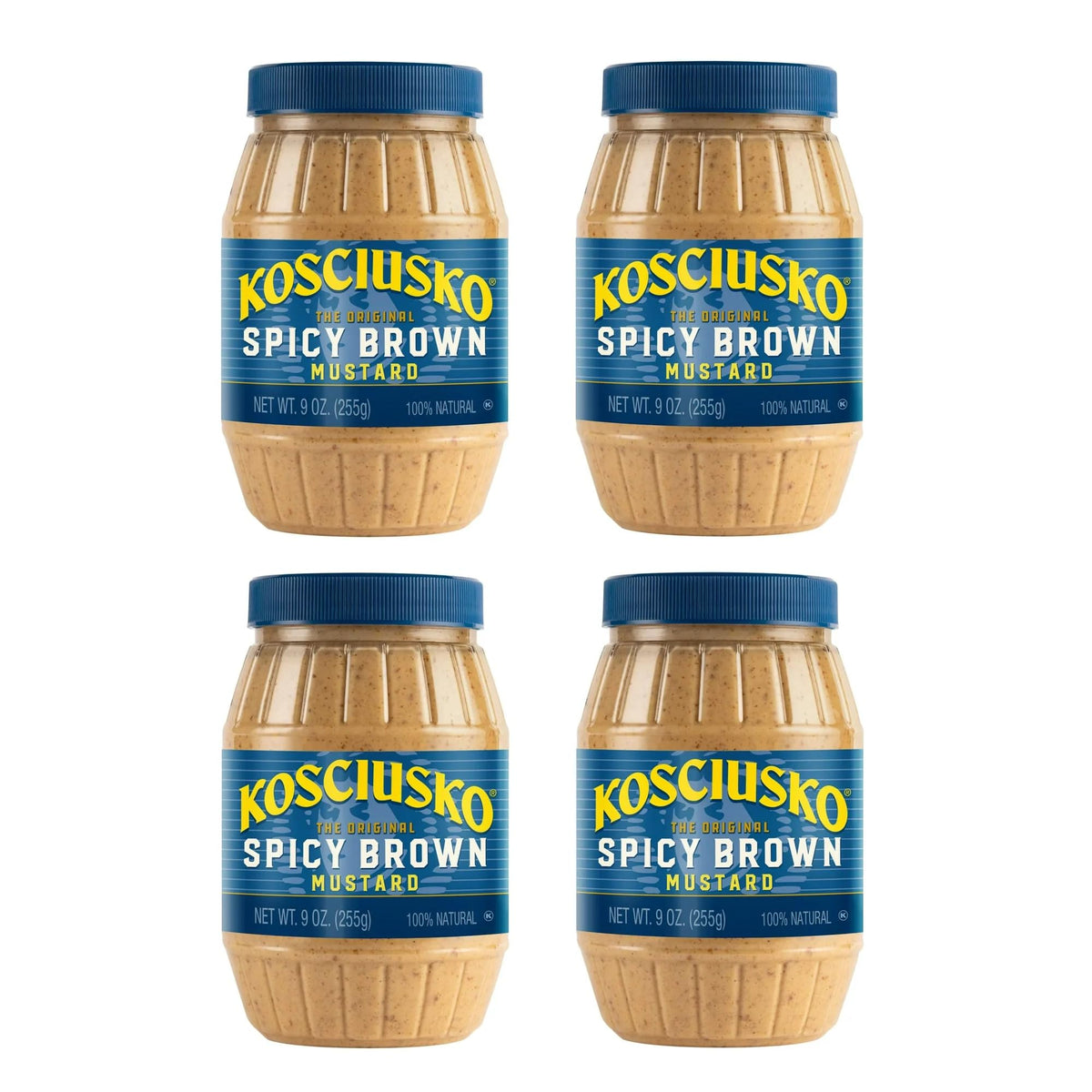 Kosciusko Zesty Spicy Brown Mustard jar front, bold flavor