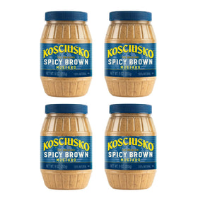 Kosciusko Zesty Spicy Brown Mustard jar front, bold flavor