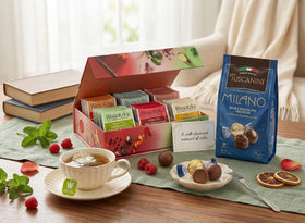 Kosherific Wissotzky tea sampler chest with caffeine-free blends for relaxing moments.