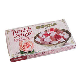 Koska rose lokum close-up reveals soft squares and delicate rose aroma.