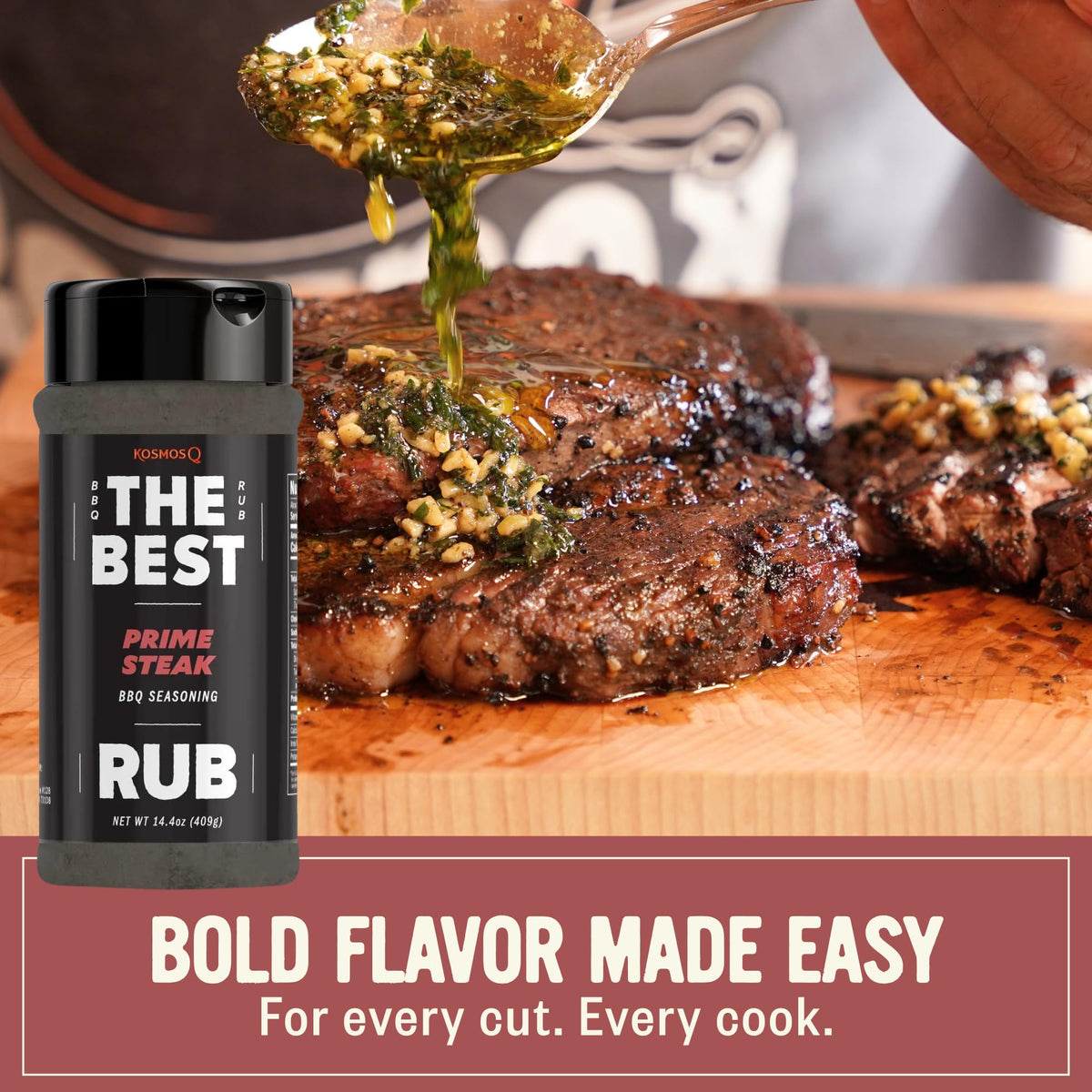 Kosmos Q The Best Prime Steak Rub on pork chops for even seasoning