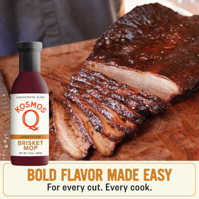 Kosmos Q Brisket Mop gluten-free label visible for trust.