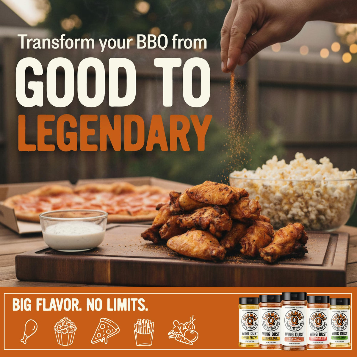 Kosmos Q Buffalo Wing Dust refines chips with bright spice and aroma.
