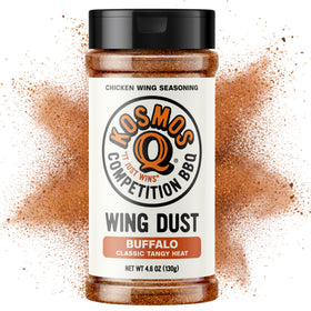 Kosmos Q Buffalo Wing Dust on wings for bold, crispy buffalo flavor.