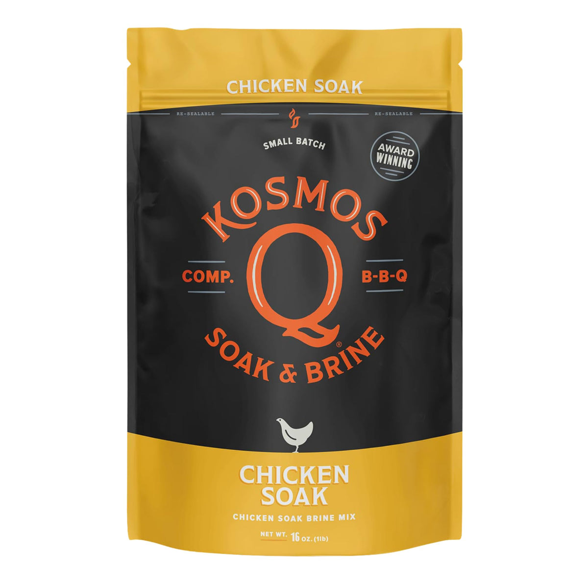 Kosmos Q Chicken Brine Soak front packaging for an easy, moisture-rich poultry base.