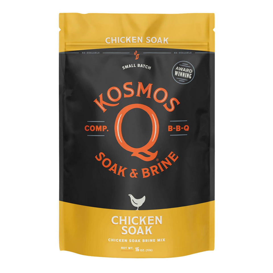 Kosmos Q Chicken Brine Soak front packaging for an easy, moisture-rich poultry base.