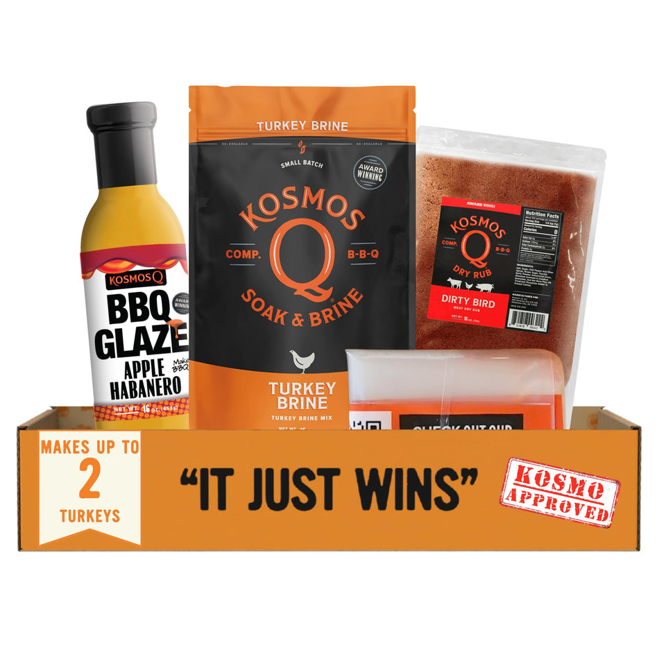 Kosmos Q complete turkey brine kit bundle for juicy, flavorful turkey.
