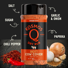 Kosmos Q Cow Cover HOT on brisket prep for rich aroma