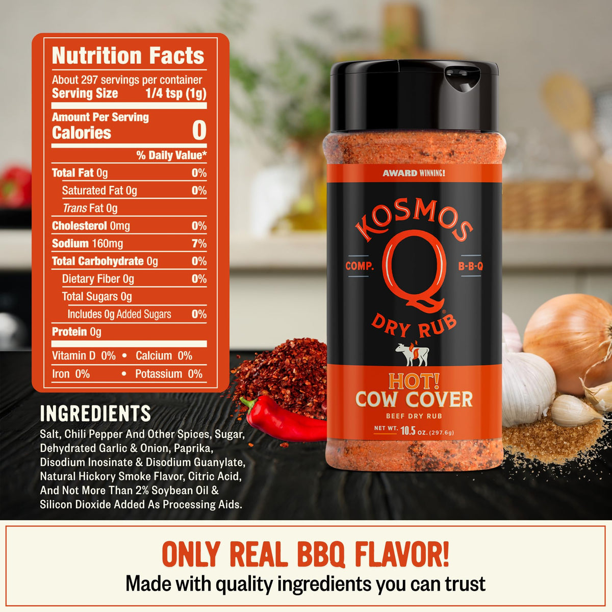 Kosmos Q Cow Cover HOT on steak dusting for spicy sear flavor