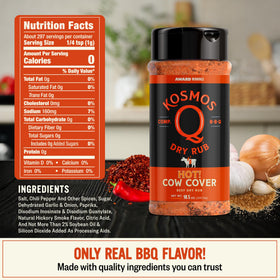 Kosmos Q Cow Cover HOT on steak dusting for spicy sear flavor