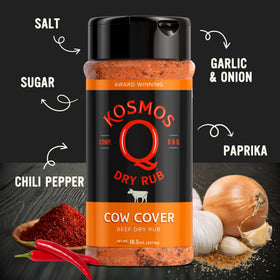 Kosmos Q Cow Cover shaker top ensuring even coverage on meat