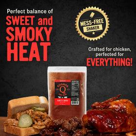 Kosmos Q Dirty Bird on kabobs adding bold flavor.