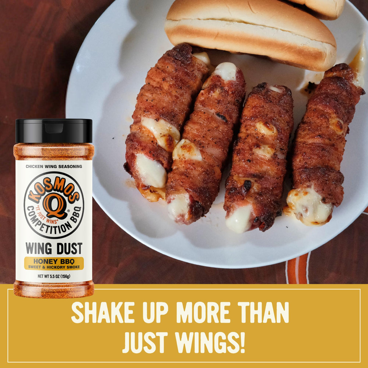 Kosmos Q Honey Bbq Wing Dust as pizza topping adds smoky zing.