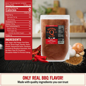 Kosmos Q Hot Dirty Bird spice blend enhances smoky chicken and rib meals
