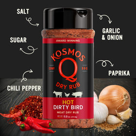 Kosmos Q Hot Dirty Bird wings on grill for fiery flavor