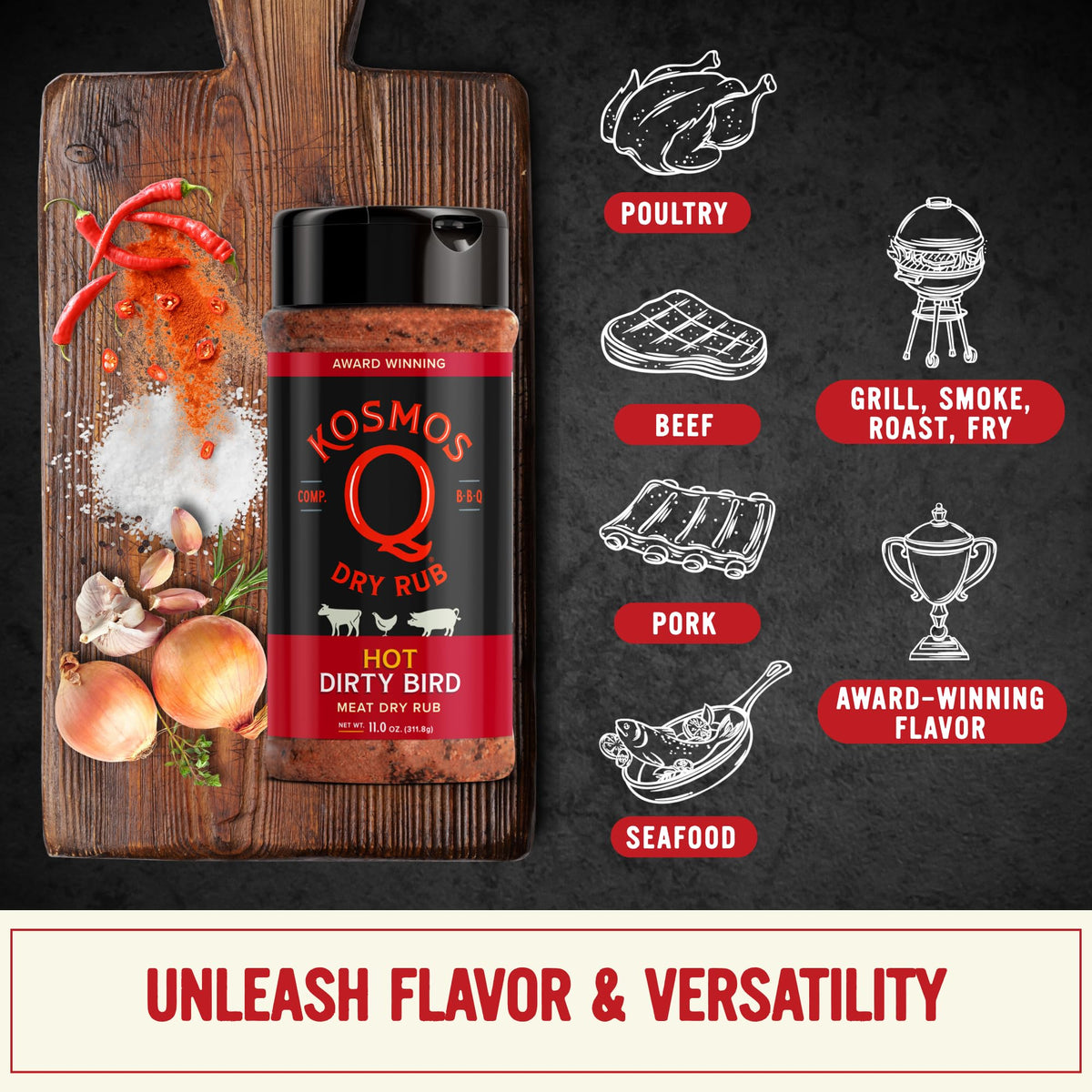 Kosmos Q Hot Dirty Bird ribs smoking with zesty heat