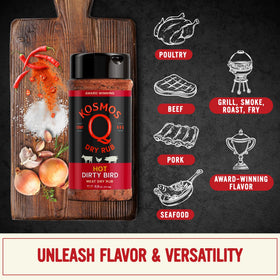 Kosmos Q Hot Dirty Bird ribs smoking with zesty heat