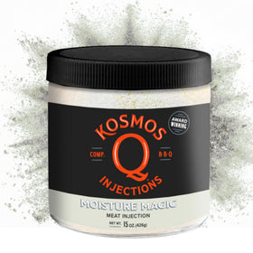 Kosmos Q Moisture Magic injection bottle for juicier, evenly seasoned meats.