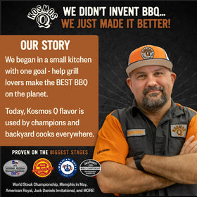 Kosmos Q Reserve Blend Brisket Injection gluten-free label signals clean ingredients
