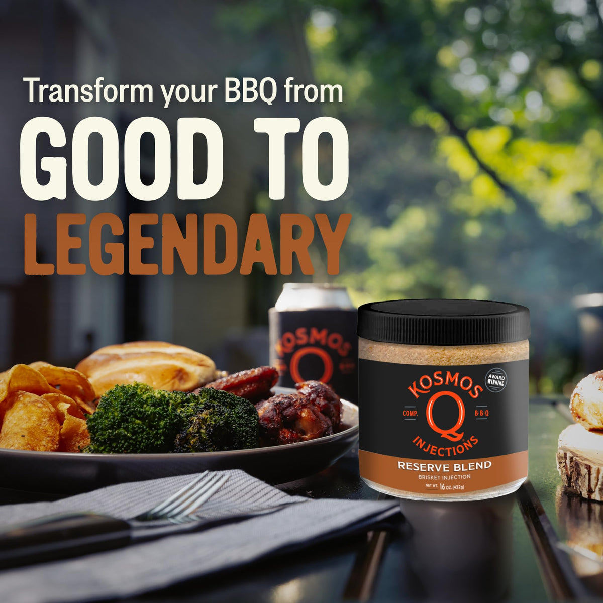 Kosmos Q Reserve Blend Brisket Injection ingredients highlight gluten-free, zero MSG formula