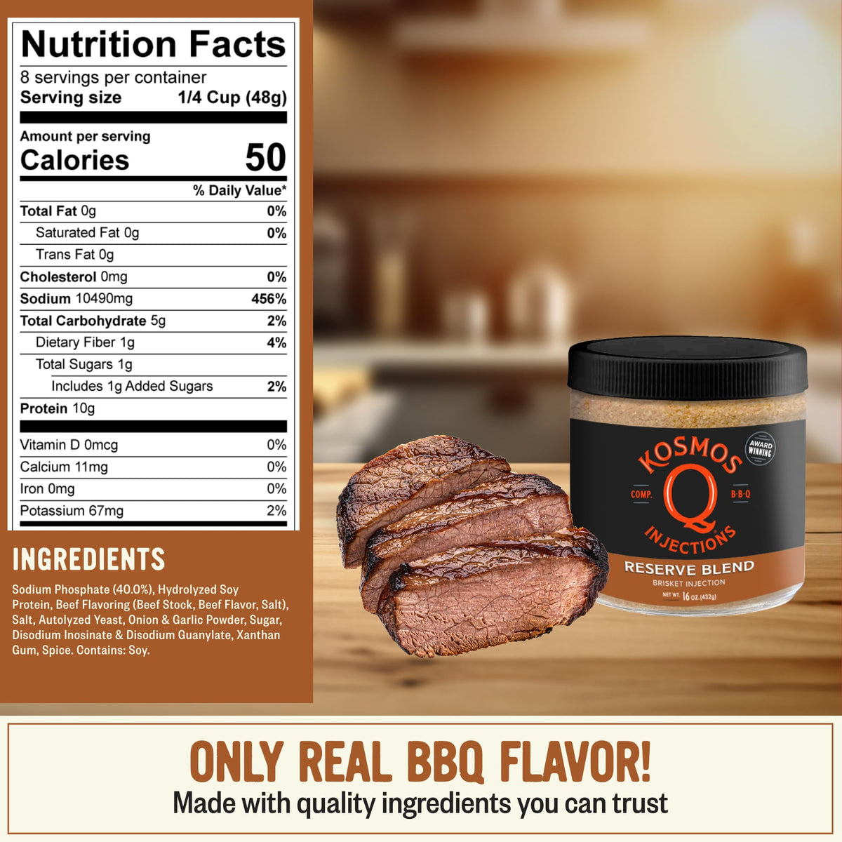Kosmos Q Reserve Blend Brisket Injection pour shot highlights flavor injection for tender meat