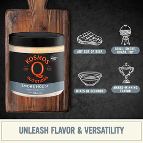 Kosmos Q Smoke House Reserve moisture-lock keeps beef juicy during long cooks.