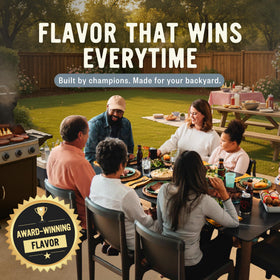 Kosmos Q Smoke House Reserve smoky mesquite aroma enhances grilling.