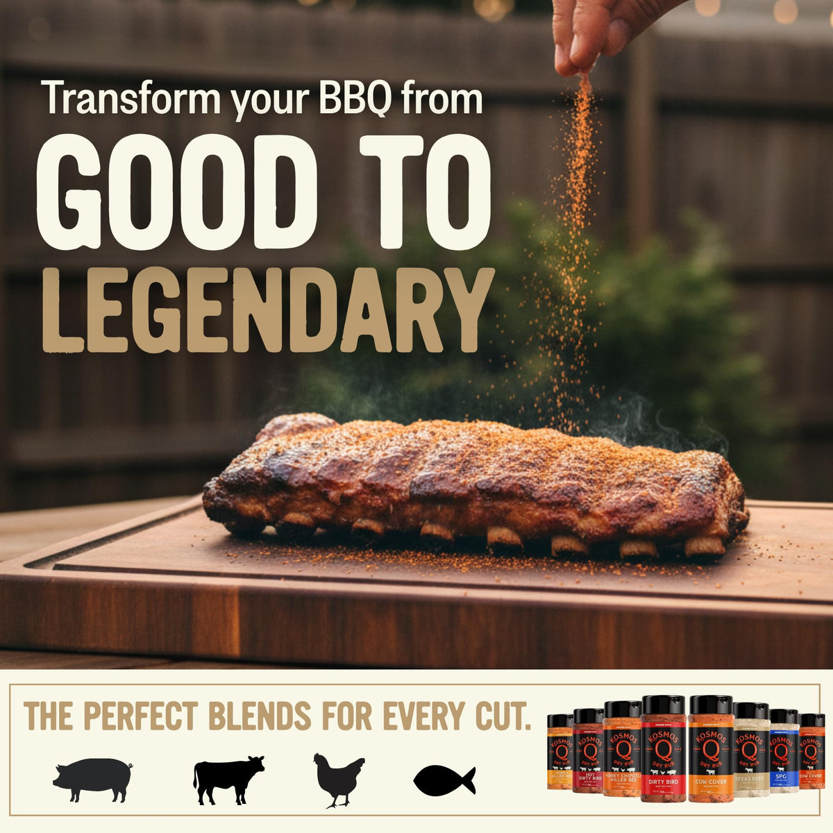 Kosmos Q Texas Beef Dry Rub shaker used for brisket