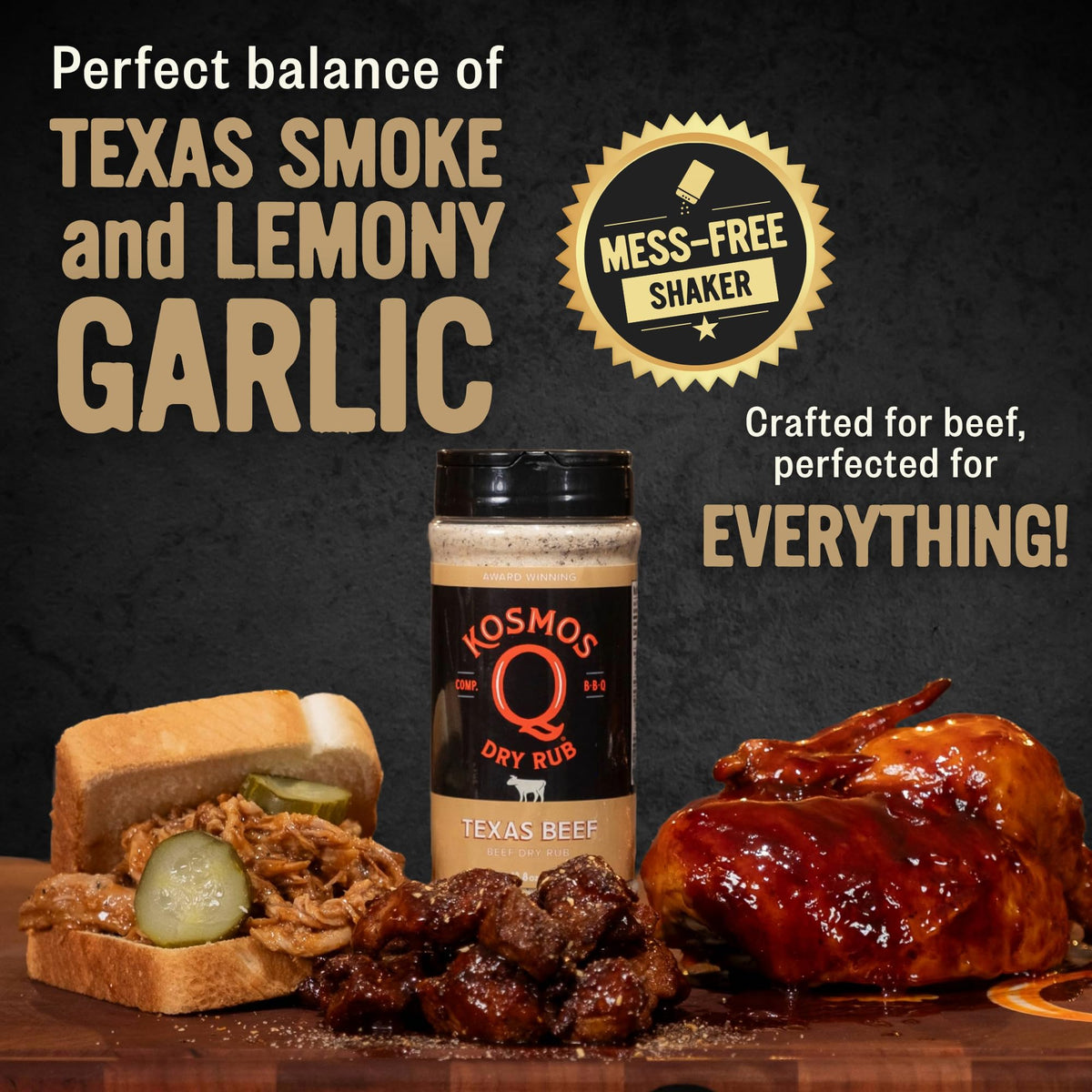 Kosmos Q Texas Beef Dry Rub on grill ready steak flavor